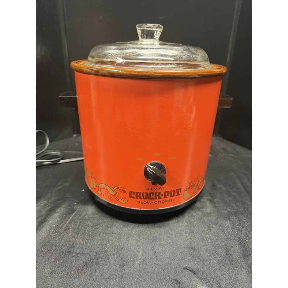 🔥 Tested VTG Rival Crock Pot Slow Cooker Flame Orange 3.5 Quart Model 3100/2